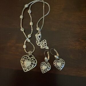 Brighton Jeweled Reno Heart Necklace and Lever Back  Earrings
